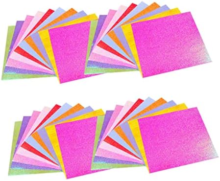 Sewacc 100 pcs פנינה נצנצים אוריגמי Diy נייר נצנצים נייר אוריגמי נייר נייר אמנות יצירתיות נייר צביעה לילדים נייר נייר קראפט קרטון שימר נייר צבעוני לצבע לילדים Craft 3D קפל