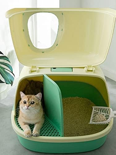 גדול חלל סגור לחלוטין חתולי ארגז חול עם כרית חתולי אסלה להתיז הוכחת אסלת אימון לחיות מחמד בסיר