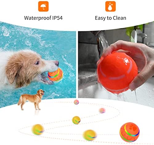 חכם כלב צעצוע כדורי,אינטראקטיבי כלבים לשחק כדור עם שלט רחוק,בלתי ניתן להריסה גומי כלב כדור עם אולטרה זוהר אור,גור כדור, מנת משכל לטפל כדורי, אוטומטי מתגלגל כדור עבור לועסים אגרסיביים