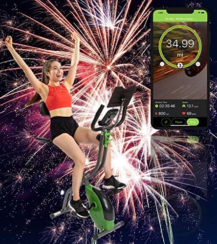 Sharevgo אופניים אימונים מתקפלים חכמים SXB1000 וקנה מידה עבור צרור SWS100 משקל גוף עם אפליקציה בחינם ליומן אימון, מסלול ביצועים וניתוח קומפוזיציה של גוף