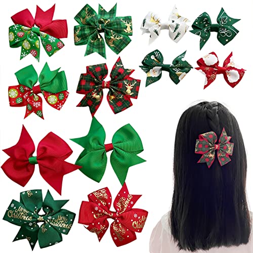 10 יחידות חג המולד שיער קשתות עבור בנות שיער קליפים מבהיקי סרט קריקטורה קשת סיכת ראש שיער אבזרים