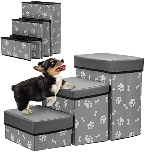נוף כלב מדרגות עם אחסון, 3 שכבות צעדים עבור גור, קטן או בינוני כלבים, חיות מחמד צעדים עבור ספה ספה, כלב מוט עבור חלון מיטה