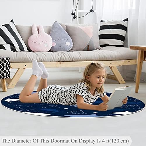 Llnsuply גודל גדול 5 מטר ילדים עגול ילדים שטיח שטיח חיל הים דג כחול דג משתלת שטיחים לא להחליק ילדים שטיח פליימת משחק לילדים