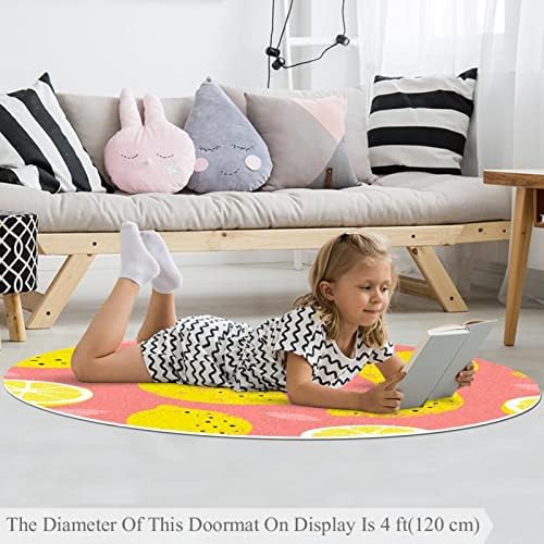 Llnsuply גודל גדול 5 מטר ילדים עגול ילדים שטיח שטיח לימון חלקה משתלת כרית שטיח