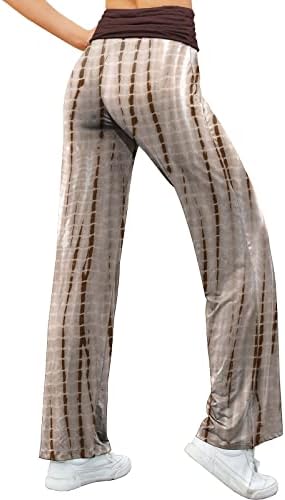 אנריליטה נשים של קומפי פיג ' מה מכנסיים רחב רגל טרקלין פאלאצו יוגה מכנסיים מזדמנים רופף פרחוני הדפסת לקפל מותניים מכנסיים
