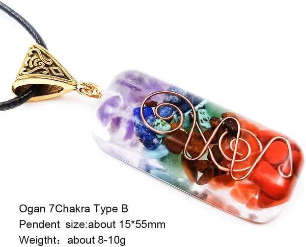 Koleso Reiki Healing 7 Chakra orgone תליון צבעוני שרשרת שרשרת צ'אקרה טבעית אורגונה שרשראות אנרגיה קריסטליות לנשים - B