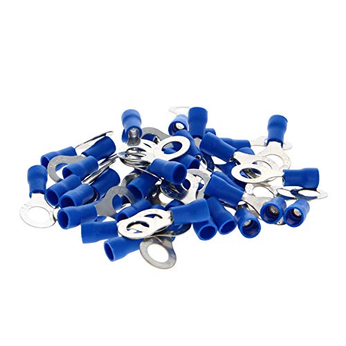 Bettomshin 100 pcs RV1.25-6 טבעת מבודדת מראש מסופי מלחץ נחושת AWG16-14 מחבר חוט כחול