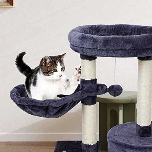 קיומי חתול עץ חתול מגדל דירה עם סיסל גרוד עבור מקורה חתולי חתול עץ חתול ריהוט עם ערסל מוט חתלתול כדור צעצועים, רב-רמת חיות מחמד פעילות מרכז