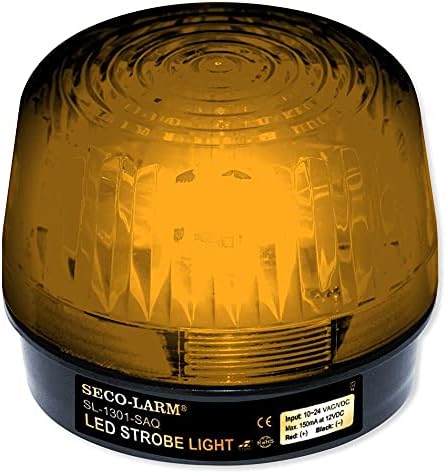 SECO-LAMM SL-1301-SAQ/A Strobe עדשת ענבר, 10 רצועות LED אנכיות, סירנה מובנית של 100dB ניתנת לתכנות, שישה דפוסי פלאש שונים, מהירות מהבהבת מתכווננת, שימוש פנימי/חיצוני