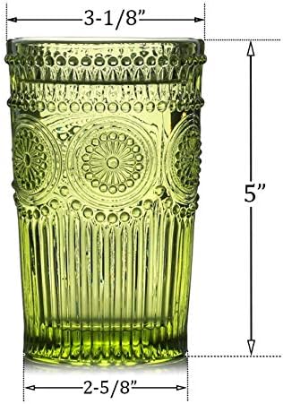 קינגרול 6 מארז 12 עוז כוסות שתייה וינטג', כלי זכוכית מים רומנטיים מובלטים, סט כוסות זכוכית למיץ, משקאות, בירה, קוקטייל