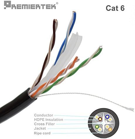 Premiertek 1000ft Cat6 23AWG UTP Solid Network Network Netwernet Ethernet LAN כבל Bulk Blue