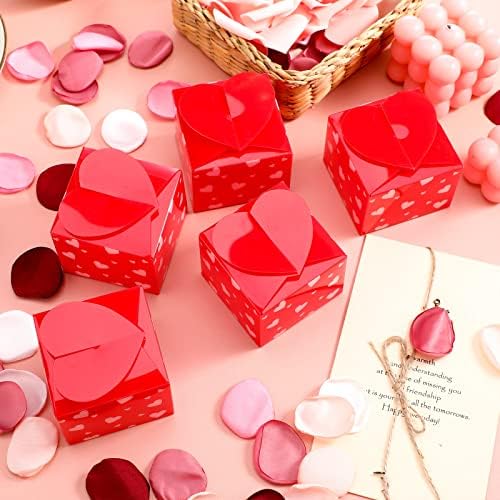 קופסאות ממתקים של יום האהבה קופסאות פינוק אטום למים מפלסטיק קופסאות מתנה קטנות בצורת לב ולנטיין מסיבת חתונה מעדיפים ציוד 2.56 x 2.56 אינץ '