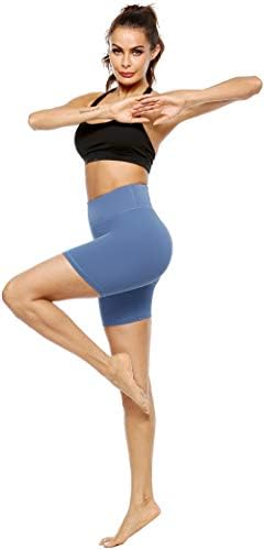 פרסיט נשים גבוהה מותן הדפסת אימון יוגה מכנסיים קצרים עם 2 כיסים נסתרים, ללא לראות דרך בטן בקרת ספורט מכנסיים קצרים