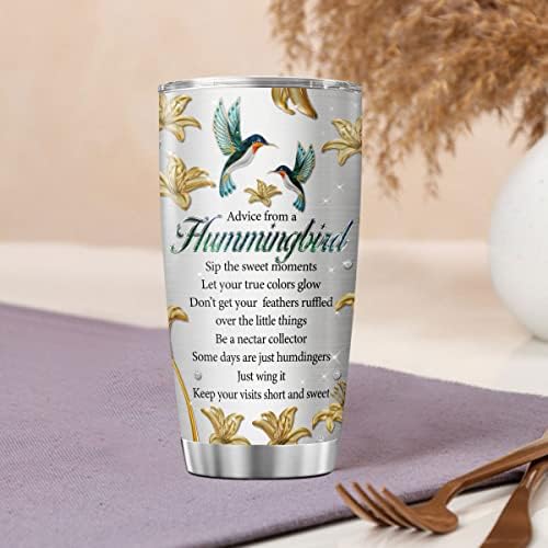 9sunflower Hummingbird קפה כוס תכשיטים בסגנון תכשיטים מתנות ליום הולדת חמוד לנשים בנות חברות חברות ספל נסיעות גדול עם מכסה כוס מבודדת כוס יין רזה כובבי השראה ציטוטים מעוררי השראה