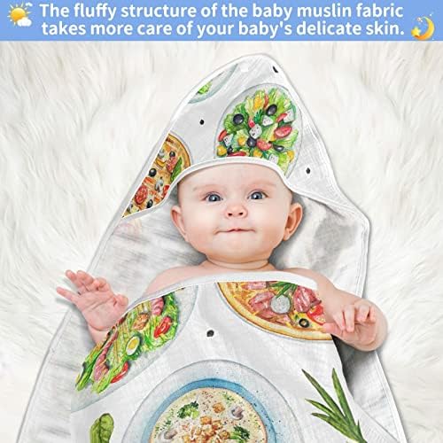 VVFELIXL מגבת ברדס לתינוק, פסטה פיצות מרקים ירקות מגבת רחצה פעוטות, מגבות תינוקות רכות יילוד רכות לתינוק 35x35in 0-6T