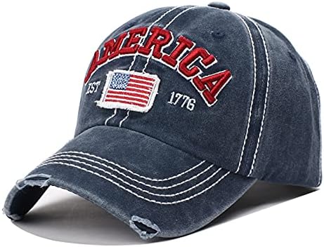 כובע משאיות דגל אמריקאי, ספורט מתכוונן רטרו ארהב כובע בייסבול בייסבול במצוקה כובע שמש שטוף וינטג 'לגברים