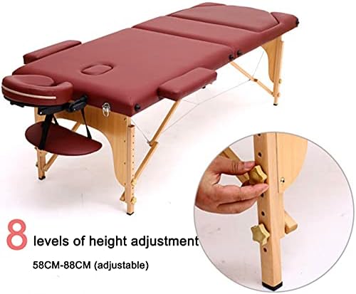 טיייר שולחן עיסוי נייד, 3 קפלים רגליים מעץ מיטת עיסוי עור, שולחן עיסוי מתכוונן בגובה, מיטת ספא ​​של 1322 קילוגרמים לעיסוי, סלון יופי