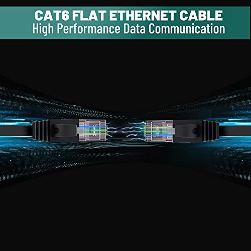 Elecan CAT 6 כבל אתרנט שטוח 35 רגל/3 חבילה, כבל תיקון דק במהירות גבוהה, חוט נחושת טהור, 10 ג'יגה -סיב לשנייה 500 מגהרץ, דק וגמיש, CAT6 CAT5E CAT5 כבל רשת עם קשרי 15 יחידות