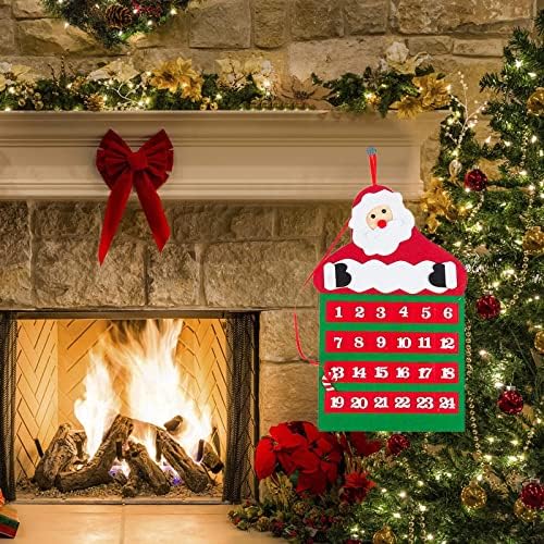 חג המולד 24 ימים ספירה לאחור לוח שנה חג המולד אספקת קישוט לא ארוג לוח שנה תליון עץ חג המולד בצורת לוח שנה חוט וילון מוט 16 רגל