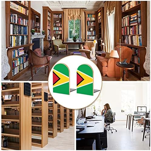 דגל גיאנה תומכי ספרים מעץ טרנדי סט מדפי ספרים לבית ולמשרד סט דקורטיבי של 2