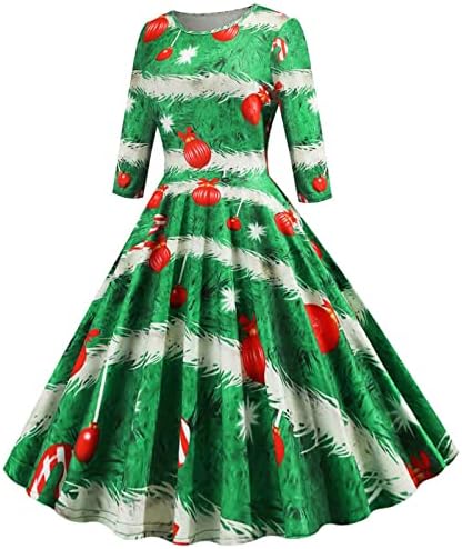 נדנדה שמלות לנשים של 1950 בציר רוקבילי חג המולד שמלה לנשף ארוך שרוול מסיבת שמלות אונליין תה שמלה