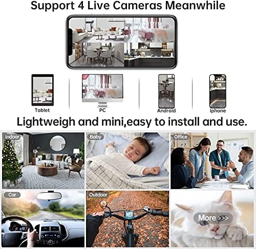 מצלמה מיני של Luoming Mini Wifi מצלמה אלחוטית מטפלת מטפלת, 1080p מצלמה HD מצלמת אבטחה ביתית, ראיית לילה מקורה/חיצונית מצלמות חיות מחמד של מצלמה קטנה ליישומי טלפונים ניידים בזמן אמת