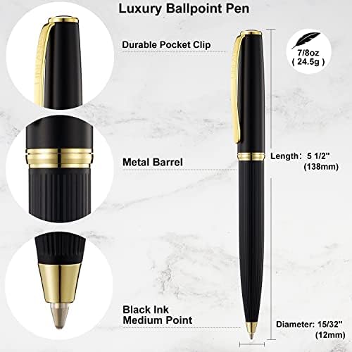Linfanc Premium Premium Fallpoint עט, בינוני נקודה 1.0 ממ דיו שחור עט כתיבה חלק ליומן, ציוד משרדי עט מפואר נחמד לגברים ונשים
