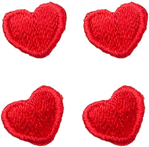 פשטות לבבות אדום לבוש בגדי אפליקציה ברזל על תיקון, 4 pc, .5 x .5