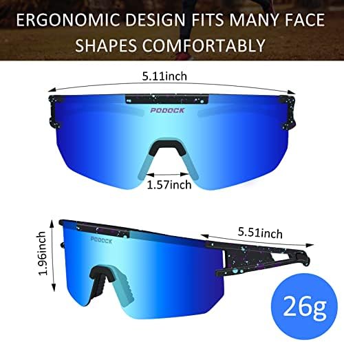 משקפי שמש מקוטבים של פודוק ספורט לגברים ונשים, UV400 הגנה משקפיים חיצוניים לרכיבה על אופניים, בייסבול, נהיגה, ריצה