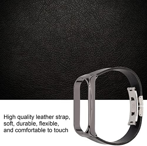 רצועת עור, החלפה מעודנת של אבזם הצמד כפול אבזם חכם שעון חכם נוח ידידותי לעור עבור Mi Band 6 Smartwatch Shell Black Shell