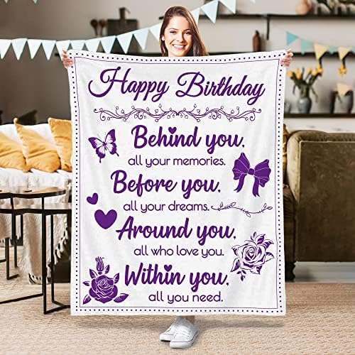 מתנות ליום הולדת סופר פנדה לנשים - ספת פלנל לזרוק שמיכות סגולות 60 x50, מתנות לנשים יום הולדת קישוטים ייחודיים ליום הולדת שמח לנשים