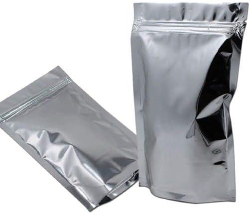 חבילה של 5.5 על 8.5 +2.25 תיק נרתיק סטנד-אפ-רדיד אלומיניום קדמי / גיבוי נעילת מיקוד אטומה בחום אטום מזון מטאלי לחסוך פונצ ' ים