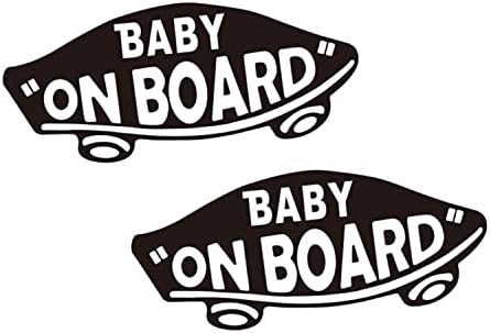 2 יחידות תינוק על לוח מדבקה למכוניות עמיד למים, מצחיק בטיחות סימן מדבקות לילדים רעיוני עיצוב לרכב,סקייטבורד