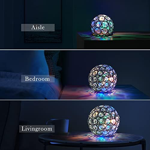 כדור קריסטל Zipdiz - אור LED קריסטל - תפאורה לשולחן חג המולד - כדורי זהב כדורים דקורטיביים - כדור חג מולד מואר - אור LED קישוט לחג המולד שימוש מקורה
