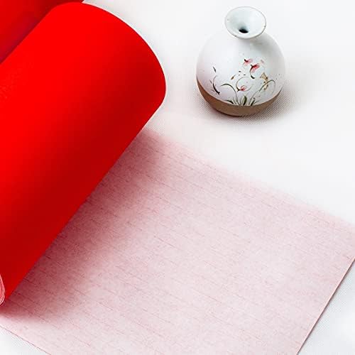 Kymy Red Xuan נייר גליל עם 23cmx20 מ ', פסטיבל האביב הסיני מגילות חיתוך נייר אדום צ'ונליאן/דואיליאני, נייר אורז אדום בצבע אחיד, חצי שו שו שואן