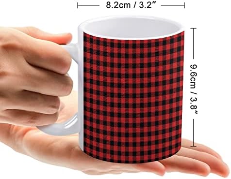 באפלו משובץ אדום משובץ לבן קרמיקה קפה ספל מודפס דפוסים תה כוסות עם ידית 330 מ ל