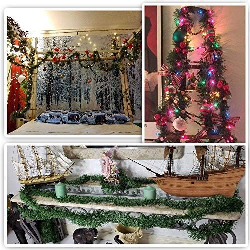 זל חג המולד של Dearhouse 60FEET, 3 גדילים אורנים מלאכותיים זר ירק רך זל למסיבת חתונה לחג, מדרגות, קישוט קמינים, שימוש חיצוני/מקורה