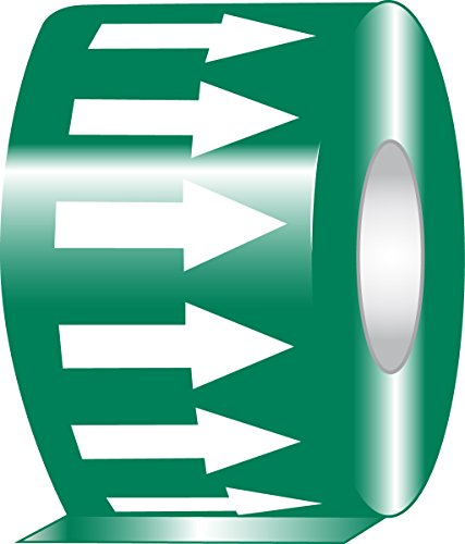 Accuform RAW254GNWT דבק ויניל קלטת חץ זרימה כיוונית, 2 רוחב x 54 'אורך x 0.006 עובי, לבן/ירוק