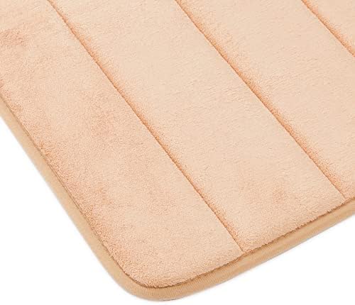 שטיח אמבטיה קצף זיכרון מונע החלקה לשטיחי אמבטיה 24 על 36 אינץ ' סופר נעים רך החלקה קטיפה אלמוגים שטיח אמבטיה פסים וכביסה במכונה, בז