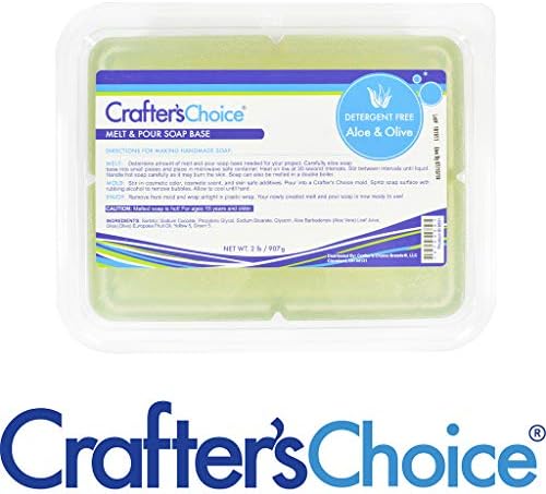 Crafter's Choice 2 £. חוסם חומר ניקוי חומר ניקוי אלוורה וזית להמיס ושופך בסיס סבון, ירוק בהיר