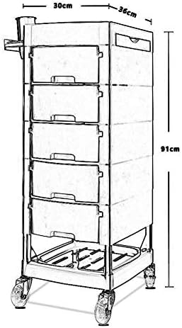 משאיות יד ניידות עגלת הגשה ביתית 5 מגירה סלון יופי עגלה מתגלגלת עם 5 מגש, גלגלים אוניברסליים, חומר שרירי בטן, מחזיק מייבש שיער/לבן/גדול