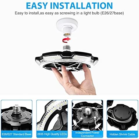 CoaeCJ LED Warehouse Fures High Bay, תאורת מוסך LED, מתקן תאורת מוסך לחנות, מרתף, סדנה 8 חבילה