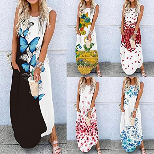 שמלות נשים אלותיות נשות קיץ הדפסת פרחים חוף שמלת מקסי ארוכה שמלות מסיבות נוחות רופפות