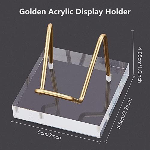 עמדת תצוגה אקרילית של FingeInspire 5x5x4 סמ תציג זרועות מתכת זהב תצוגת כן כן כן כן עם בסיס אקרילי תצוגה דקורטיבית תציב כנים
