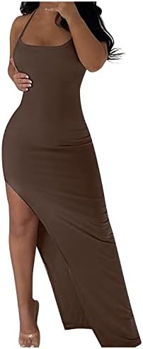 שמלות סקסיות פרגיות לנשים 2022 רצועות ספגטי שמלת טוניקה לא סדירה שמלת מסיבת חוף קיץ שמלה מפוצלת זורמת גבוהה