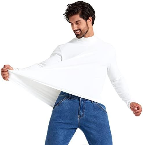 חולצת סוודר שרוול ארוך גולף של גברים לונגבידה תרמית בסיסית העליון למתוח סוודרים בכושר רזה