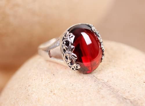 טבעת גלנט סגלגל פתוח לנשים טבעת סגלגל 925 הצהרת כסף סטרלינג הבטחה טבעת אדום מתנות אבן חן תכשיטי טבעת חרוט