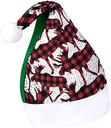 איילים באפלו משובץ פאייטים חג המולד כובעי סנטה חג המולד כובע למבוגרים שמח חג המולד המפלגה תלבושות בני כובע