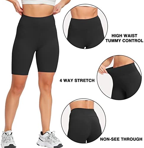 מכנסי אופנוענים בגזרה גבוהה לנשים אימון רך חמאתי יוגה אתלטית 8 מכנסיים קצרים 3 מארז