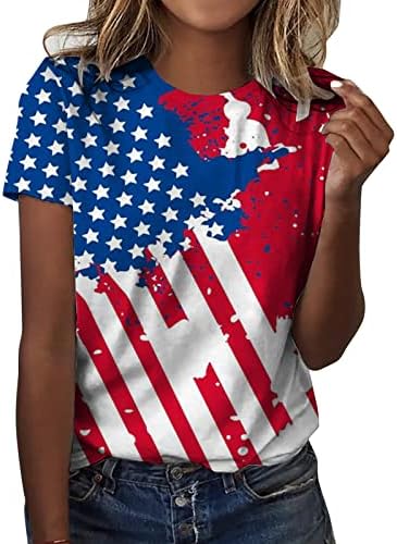 חמוד קיץ חולצות עצמאות יום לנשים הדפסת יומי קיץ חולצות לנשים של צוואר גופיות אמריקאי 4